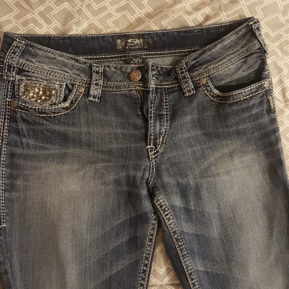 silver jeans